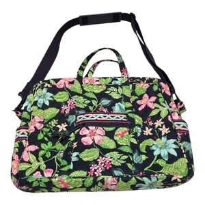 Vintage Vera Bradley Botanica Black Green Pink Floral Quilted Laptop Case